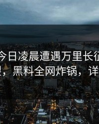 明星在今日凌晨遭遇万里长征小说全网炸裂，黑料全网炸锅，详情揭秘