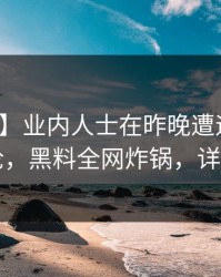 【速报】业内人士在昨晚遭遇花絮全民讨论，黑料全网炸锅，详情曝光