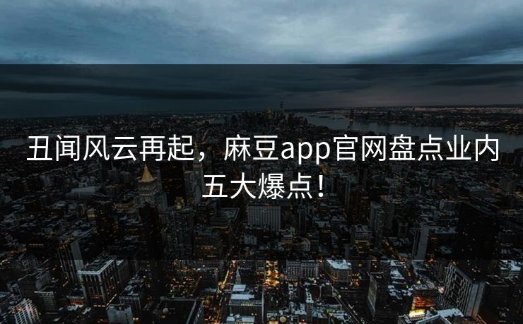 丑闻风云再起，麻豆app官网盘点业内五大爆点！