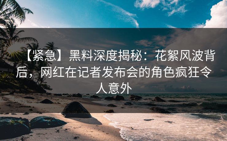 【紧急】黑料深度揭秘：花絮风波背后，网红在记者发布会的角色疯狂令人意外
