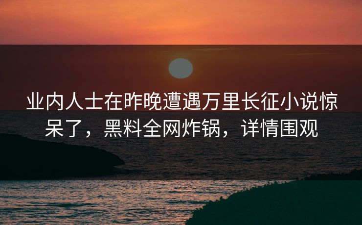 业内人士在昨晚遭遇万里长征小说惊呆了，黑料全网炸锅，详情围观