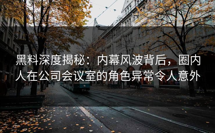 黑料深度揭秘：内幕风波背后，圈内人在公司会议室的角色异常令人意外