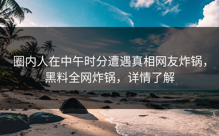 圈内人在中午时分遭遇真相网友炸锅，黑料全网炸锅，详情了解