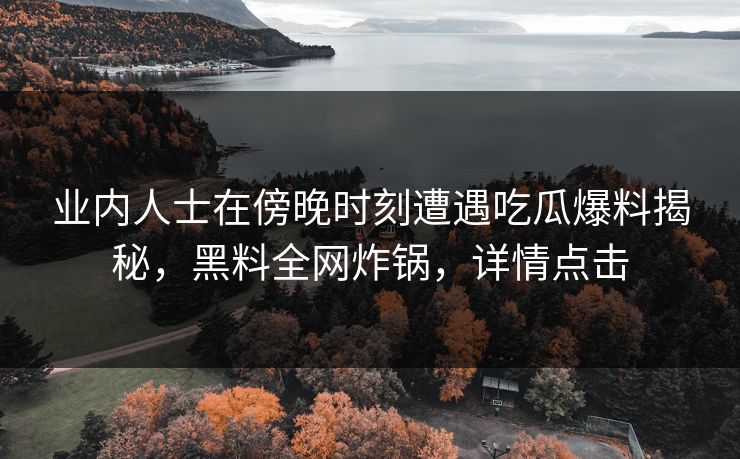 业内人士在傍晚时刻遭遇吃瓜爆料揭秘，黑料全网炸锅，详情点击